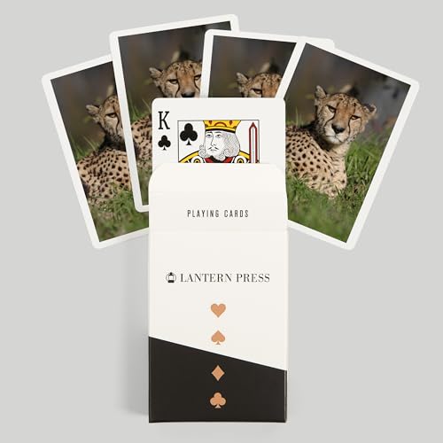 Lantern Press Cheetah in Grass, baraja de 52 cartas póker miniatura 6