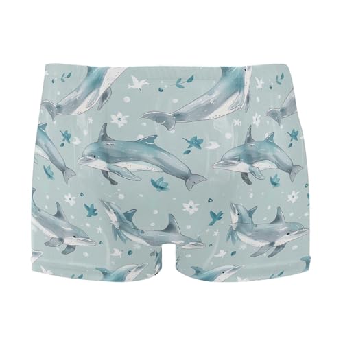 Dolphins Animal Mens Swim Trunk Swimwear Bathing Suit Swim Brief Square Leg Board Short S B0403562