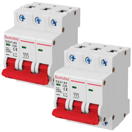 2 Stück Pv Sicherungsautomat AC 415V 32A 3 Polig DZ47-63 C32 Solar Leitungsschutzschalter PV Trennschalter Schutzluftschalter Schutzschalter für Photovoltaik-Systeme…