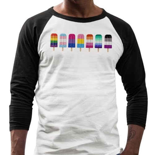 LGBTQ Popsicles Rainbow Gay Pride Flags Three-Quarter Raglan Sleeve Baseball Shirt Unisex miniatura 2