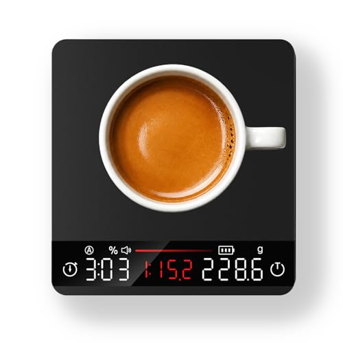 Image of Coffee Scale, Mini Espresso Scale with Timer, Metal Kitchen Scale with Auto Timing, Ratios & Flow Rate Display, Barista-Grade for Pour-Over, French Press - 2kg /0.1g, Black