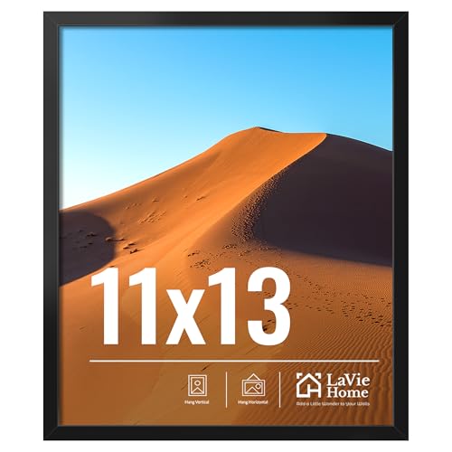 LaVie Home 11x13 Picture Frame for Wall Display, 11x13 Black Picture Frame with HD Plexiglas, 11 x 13 Frame 1 Pack, Display Frame for Vertical or Horizontal, Classic Collection