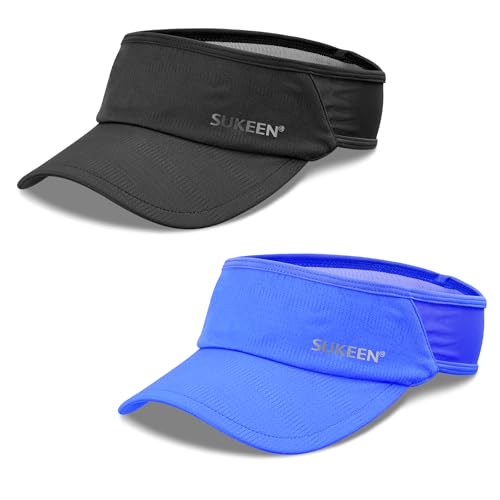 Image of Sukeen 2 Pack Sports Sun Visor Women Men Lightweight Packable Stretchy Visor Hat for Golf, Tennis, Running