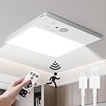 Tnight Rechargeable LED Ceiling Light Motion Sensor, 500LM Motion Sensor Lights Indoor with Remote, Magnetic Mount 3 Color Dimmable Battery Operated Ceiling Light for Shed Bathroom Loft Garage