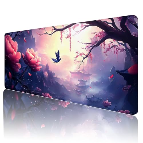 Tapis souris rose grand modèle motif oiseau une idée cadeau originale