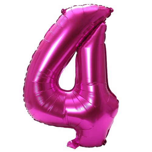 Image of YPSelected 32 Inch Large Foil Helium Number Balloon Birthday Wedding Party 0-9 (Rose Red, 4)