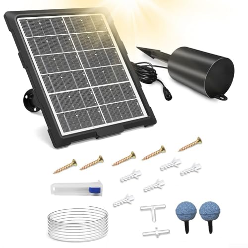 Aireador solar para estanques de peces con temporizador y motor silencioso para jardín 2