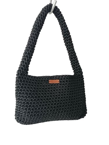 Bolsa baguete ombro feminina croche (PRETO)
