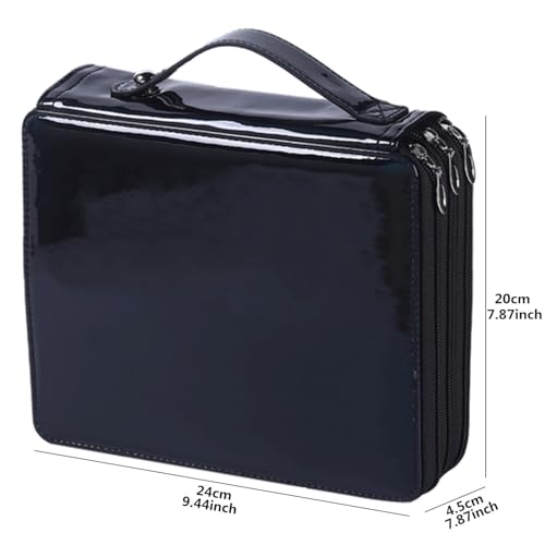 Image of 120 Slots Colored Pencil Case with Zipper Closure Pencils Bag Waterproof PU Leather Pen Organizer Storage Holder for Artist (Black)