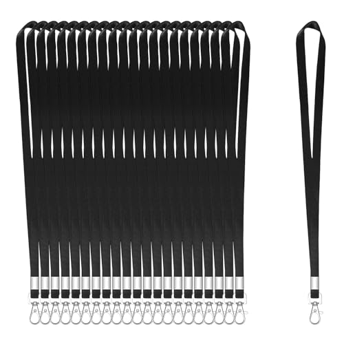 XHDA Lot de 100 Cordons Noirs Pour Tour de cou, Cordons Pour Badge D'identité, Cordons avec Crochet Pivotant en Métal Pour Porte-Carte D'identité