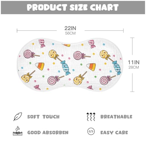 2 Pack Muslin Burp Cloths Halloween Colorful Candies Cotton Baby Burp Cloths Extra Absorbent and Soft Burping Cloth for Newborn Must Haves, Large 22" x 11"2