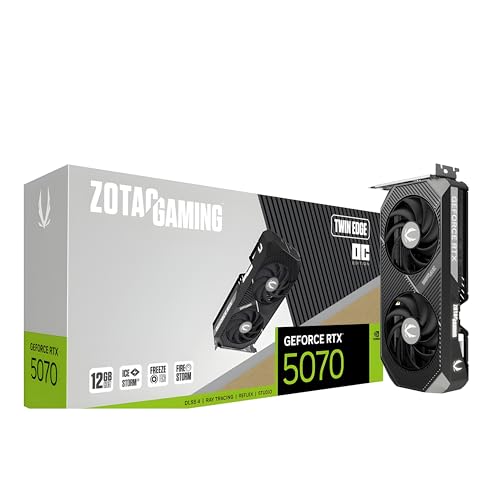 Image of ZOTAC Gaming GeForce RTX 5070 Twin Edge OC Graphics Card - Black | 12 GB | DLSS 4 | GDDR7 | 192 bit | Dual Fan | SFF Ready | IceStorm 2.0 Advanced Cooling | ZT-B50700H-10P