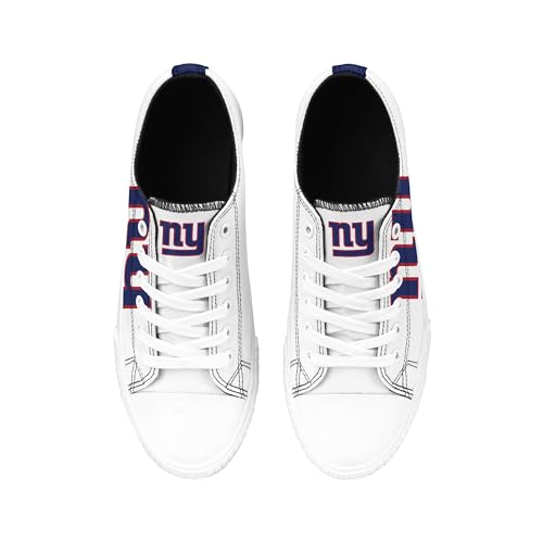 Image of FOCO NFL Womens NFL Ladies Fashion Team Big Logo Low Top White Canvas Sneakers Shoes