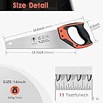 14 Inch Wood Hand Saw, 11 TPI Universal Handsaw Non-slip Ergonomic Handle Rustproof Wood Saw - Image 4