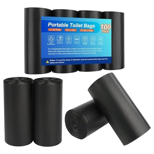 100 Portable Toilet Bags, Camping Toilet Bags 8 Gallon Biodegradable Portable Potty Bags Waste Bags for 5 Gallon Bucket Toilet, Compostable Bags for Adults Outdoor Camping Hiking Boating Car Travel