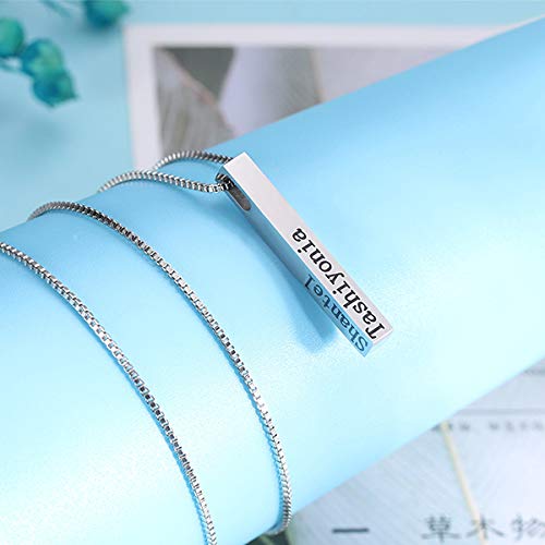 Sterling Silver 3D Engraved Personalized Bar Name Necklace Custom Made Any Name Pendant Necklace2