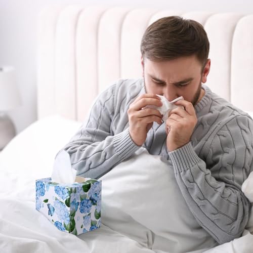 Image of Marsui 4.7 Inch Large Tissue Cube Boxes 2 Ply 7.18 * 8.7 Inch Facial Papers Large Tissues Boxes Cover Bulk Travel Size Face Facial Cube Pack Upright Face for Bathroom Kitchen Bedroom(Hydrangea)