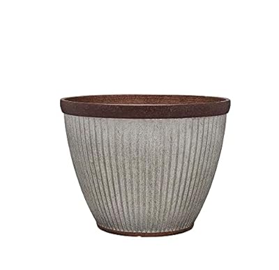 Southern Patio 15" Westlake Indoor/Outdoor Pleated Planter with Drainage Hole, Plug & Galvanized Finish, 19.56 qt. Capacity