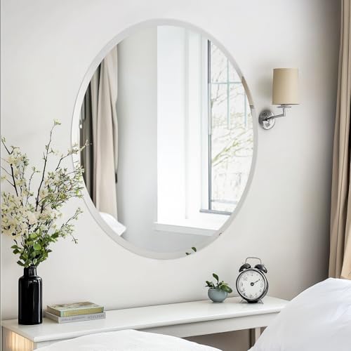 Large Frameless Round Mirrors 80 x 80cm, Beveled Edge Wall Mirrors HD Anti-Distortion Glass with Non-Distorted High Reflectivity Mirror for Bathroom Sink ,Pre-Drilled Hole Bedroom Vanity Mirror - Image 6