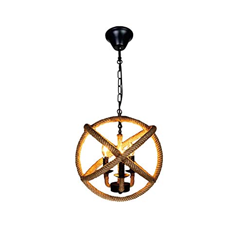 Chandelier industriel îlot cuisine suspension vintage corde de chanvre 4 feux
