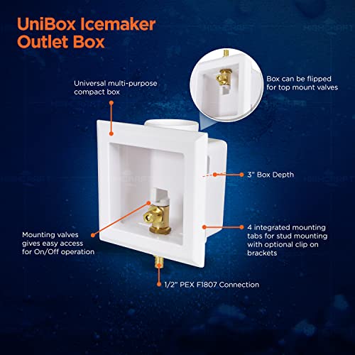 Highcraft Icemaker Outlet Box Universal Utitliy Outlet Valve Box for Ice Makers, Gas Valves, Air Admittance Valves and Washing Machine, 1/2" PEX Expansion Connection by HIGHCRAFT - Used condition - Image 7