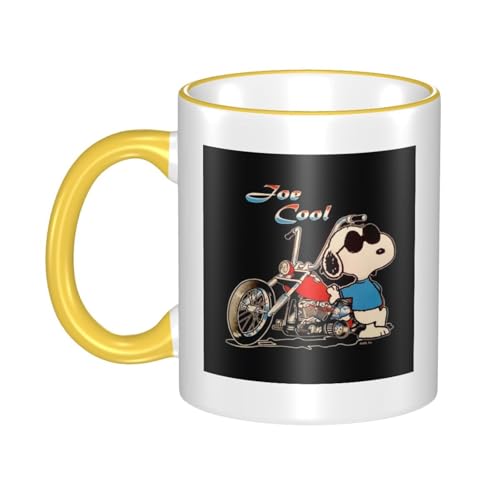 スヌーピ マグカップ 保温・保冷 電子レンジ対応 コーヒーカップ 陶器 セラミック 耐高温 軽量 個性人気 誕生日プレゼント大容量 Yellow