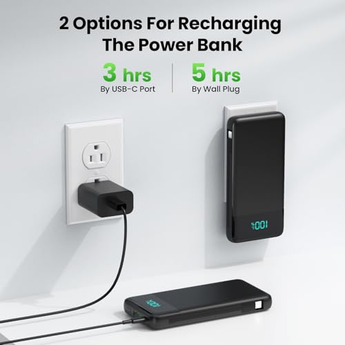 Portable Charger with Built-in AC Plug and Cables,13800mAh All in One USB C Fast Charging Power Bank,Travel Essentials Portable Phone Charger Battery Pack for iPhone 17/16/15/14/13,Galaxy,Android etc - Image 4