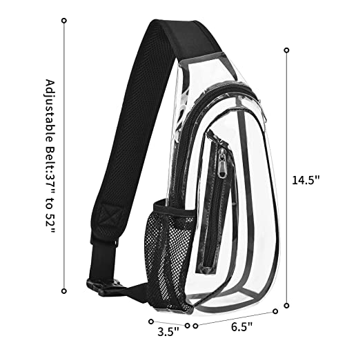 Arouvog Clear Sling Bag, Stadium Approved Mini Pvc Crossbody Shoulder Backpack, Transparent Casual Chest Daypack For Women & Men, Perfect For Hiking, Stadium Or Concerts, Black, One Size #TOP1