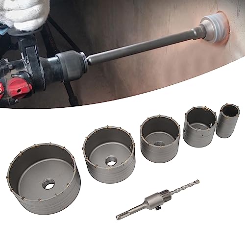 Kit de 6 brocas para agujeros en hormigón, acero al carbono para paredes de cemento, ladrillo, piedra y suelos autonivelantes, 40–125 mm, con caja de almacenamiento miniatura 2