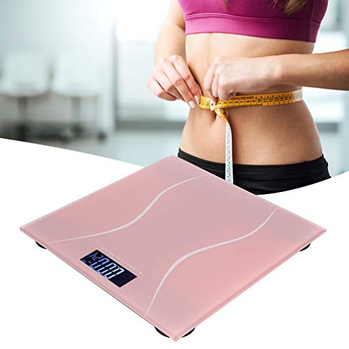 Báscula digital de baño con pantalla LCD rosa miniatura 7