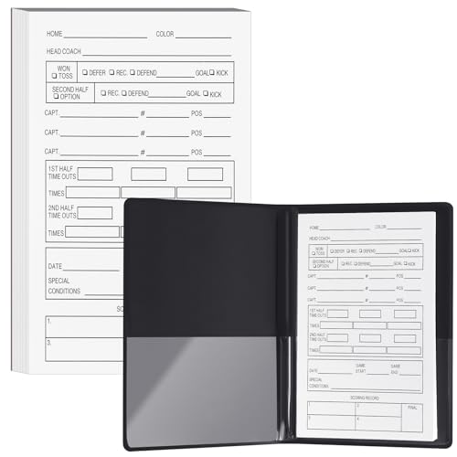 WinnerWhy Football Umpire Kit Black Game Card Holder with 50 Sheet Football Game Cards Referee Cards for Game Referee Accessories