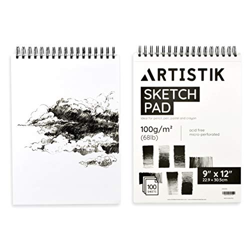 Artistik Jumbo Sketch Pad 9"x12", 2 Pack 100 GSM, 100 Sheets, Perforated (Pack of 2 - Jumbo Sketchbook Pads 9" x 12")