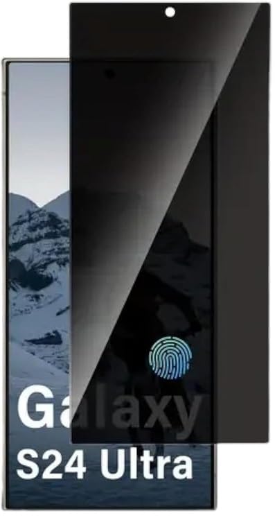 Image of For Samsung Galaxy S24 Ultra Privacy Screen Protector Tempered Glass [24 Anti-Spy] [Zero Bubble] [Auto Dust-Remove] [Support Fingerprint Unlock] Anti Glare HD 9H 6.8 inch - 1 Pack
