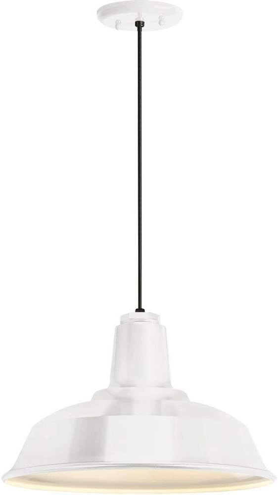 Troy Lighting 5DRH14MWT-BC Essentials by Troy TRM Bryson - 14 Inch One Light Pendant, Gloss White Finish with Gloss White Glass
