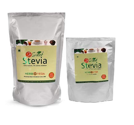 So Sweet Stevia Powder 100% Natural Sweetener - Sugar Free (Pack of 2) 1kg & 250gm