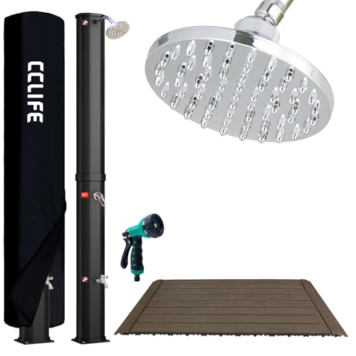 CCLIFE Solardusche 35L mit Bodenplatte und Handbrause Solar...