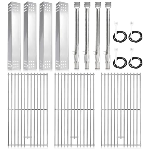 Image of Hiorucet Grill Grate Parts for Monument Grill 4 Burner 35633, 41847NG, 24633, 17842, 24367, Cooking Grids, D010012307 Flame Tamers, A0212926 Burners and Igniters for Monument Grill Replacement Parts.