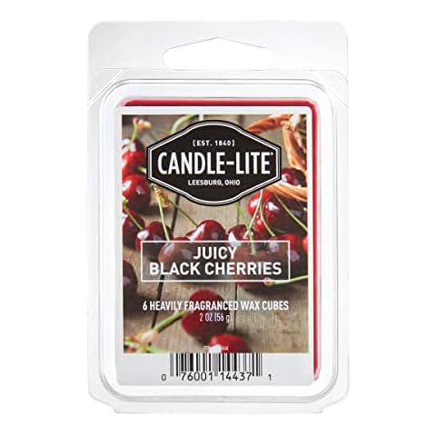 CANDLE-LITE Scented Wax for Oil Burner | Cherry Wax | Fruity Cherry Fragrance | Juicy Black Cherries (56 g) | Room Fragrance | 6 Scented Wax Cubes | Wax Melts Cover