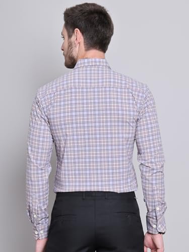 Image of Majestic Man Comfort Slim Fit Cotton Blend Checked Casual Shirt
