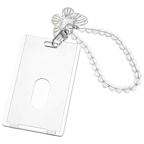 Soporte acrílico para tarjetas fotográficas Kpop con colgante de mariposa, soporte para tarjetas de fotos de mariposa de cristal, protector de tarjetas fotográficas impermeable para carta de crédito