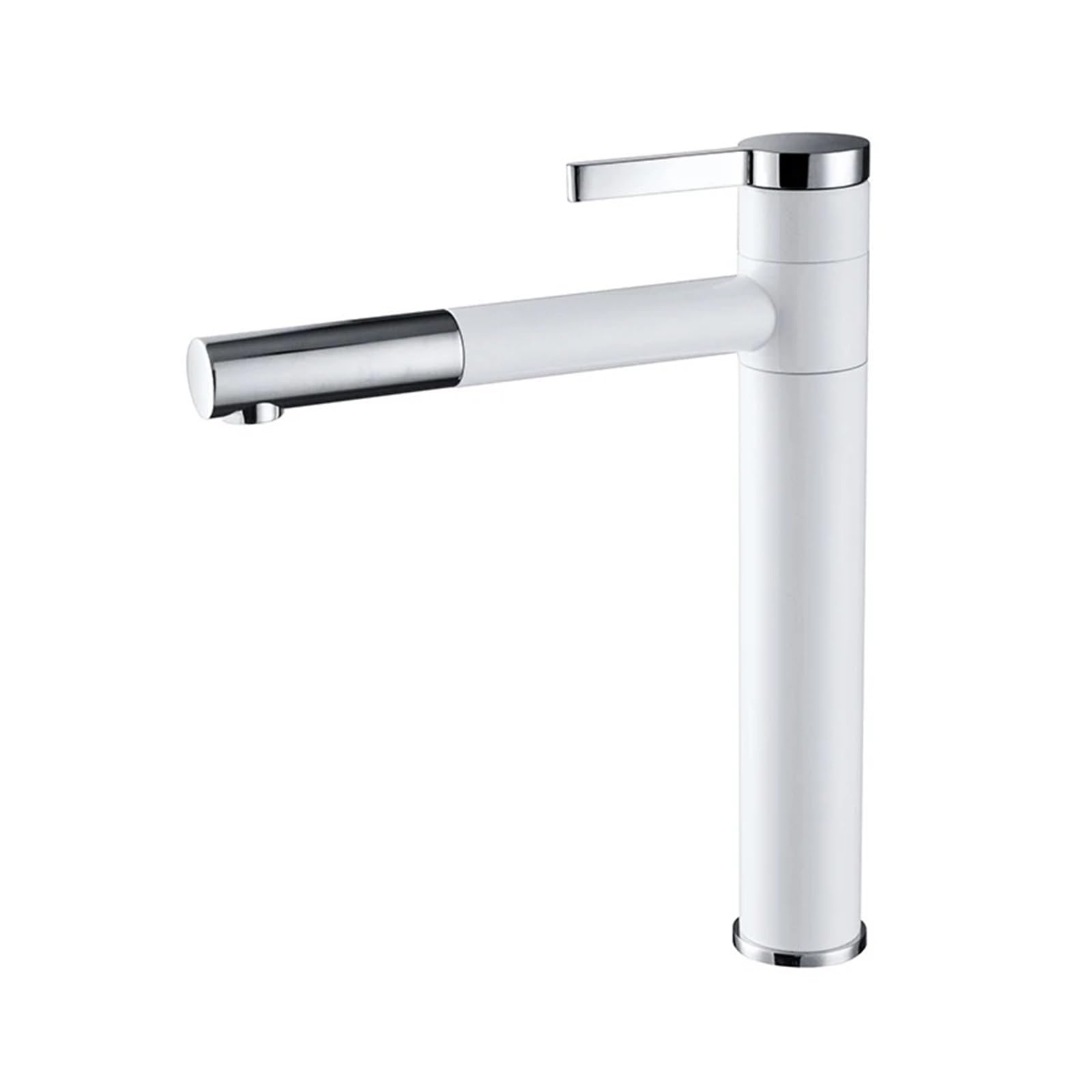 JVDDI Bathroom Faucets High Basin Mixer Sink Water Tap Hot Cold Rotating Tapware Crane Brass(White Silver Faucet)