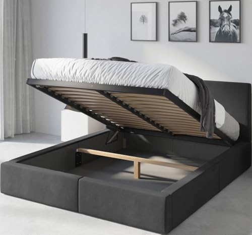 Interbeds Polsterbett Bett Doppelbett mit Stauraum mit Lattenrost Bettkasten Boxspringbett hydrophob gepolsterter Bettrahmen (Anthrazit, 160x200cm) Interbeds Polsterbett Bett Doppelbett mit Stauraum mit Lattenrost Bettkasten Boxspringbett hydrophob gepolsterter Bettrahmen (Anthrazit, 160x200cm)