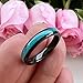 TUTISS 4mm Black Tungsten Rings for Women Men Fashion Wedding Bands Crushed Turquoise Inlay Domed Polished Comfort Fit Size 5