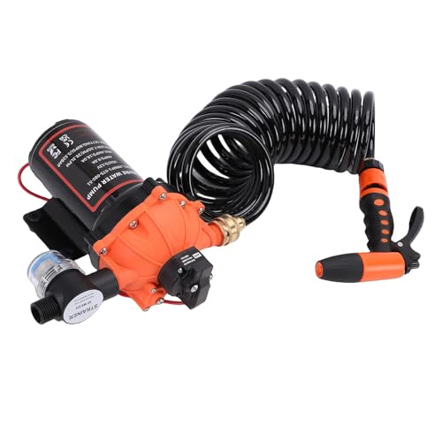 Naroote Kit de Pompe à Eau Marine pour Camping-car, Durable, 7,5 GPM, 80 PSI, Pulvérisation Filtrée, Remorques de Voyage, Orange