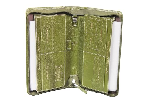 Image of Sukeshcraft Multiple Cheque Book Holder | Original Leather Holds Upto 8 Cheque Books, Locker Key Hook Matching Zipper (Leather)