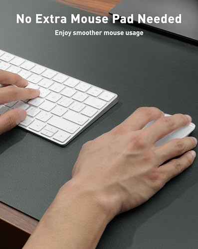 Image of Aothia Faux Leather Desk Mat - Large Mouse Pad, Non-Slip PU Leather Blotter, Waterproof Writing Surface for Office and Home (Jungle Green, 40 inch x 24 inch)