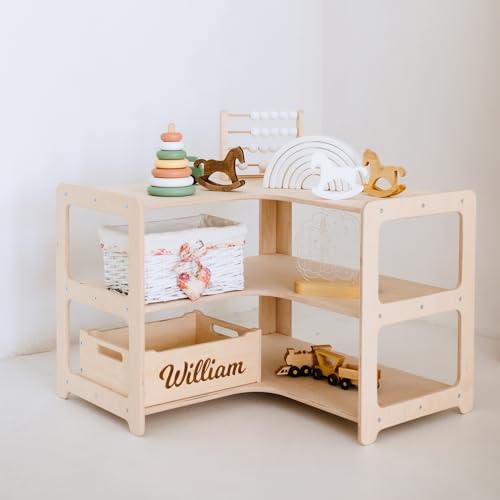 Montessori Corner Toy Shelf, Montessori Toy Storage for Corner, Corner Toy Shelf, Wooden Shelf, Toy Storage, Toy Shelf, Montessori Furniture