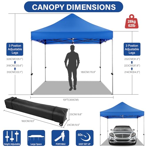 Image of COBIZI 10x10 Heavy Duty Pop Up Canopy Tent with 4 Sidewalls, Uranus