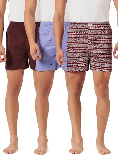 Image of Thomas Scott Men's | Cricket Club | Regular Fit | 100% Cotton | Casual | Woven | Boxer | Shorts | Pack of 3