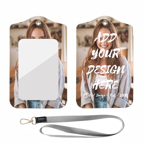 Mibalor Custom Card Badge Leather Holder,Lanyard Badge Holder Personalized ID Card Holders Customize Tags Holder with 1 Clear ID Window for Office Staffs, Teachers Students 1 Pack